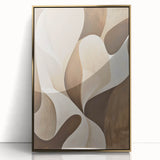 Framed abstract minimalist wall art featuring a gold-accented design, showcased in a sleek acrylic frame against a neutral background, ideal for modern home decor.