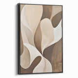 Framed minimalist abstract wall art featuring a black and white geometric design, displayed from a side view against a neutral backdrop, perfect for modern decor.