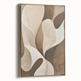 Framed abstract minimalist wall art featuring gold accents, displayed in a stylish side view, ideal for modern home decor. Perfect for adding elegance to living spaces.