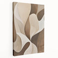 Abstract minimalist wall art on stretched canvas showcasing soft pastel colors and geometric designs, displayed in a side view to highlight its depth and texture. Perfect for modern home decor.