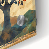 Folk Art Tree Living Room Wall Art - Vintage Botanical Canvas