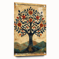 Folk Art Tree Living Room Wall Art - Vintage Botanical Canvas