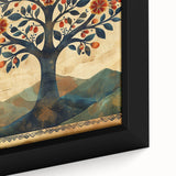 Folk Art Tree Living Room Wall Art - Vintage Botanical Canvas