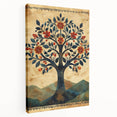 Folk Art Tree Living Room Wall Art - Vintage Botanical Canvas