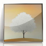 Framed acrylic artwork displaying vibrant abstract florals in shades of pink, green, and gold, set against a sleek silver frame, perfect for modern decor.