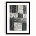 Abstract minimalist wall art design framed in black, showcasing geometric shapes and muted tones, perfect for modern home decor and artistic enhancement.