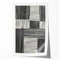 Abstract minimalist wall art print featuring soft pastel colors and geometric shapes, elegantly rolled and ready for display, highlighting modern artistic design.