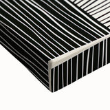 Close-up of a stretched canvas showcasing abstract minimalist wall art with soft pastel colors and geometric shapes, ideal for modern home decor.