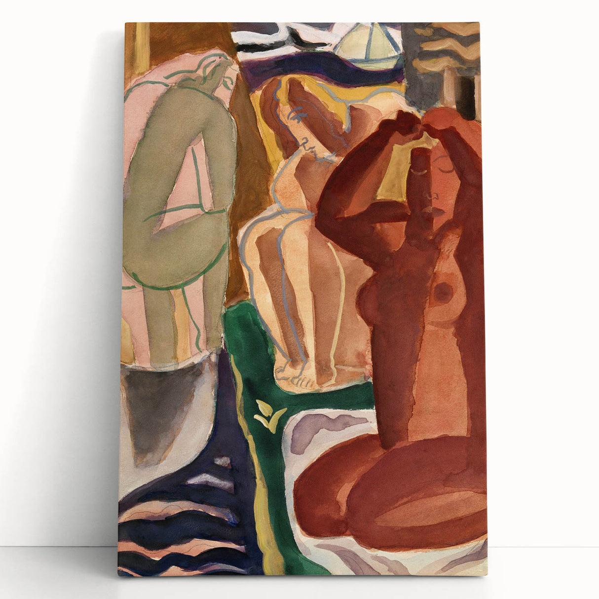 Expressionist Art - Two Bathing Women in Modern Expressionism Style