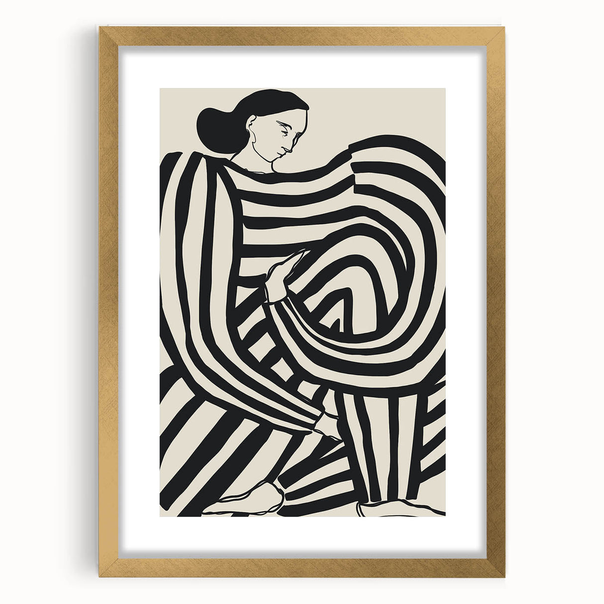 Minimalist Black & White Living Room Wall Art - Abstract Canvas