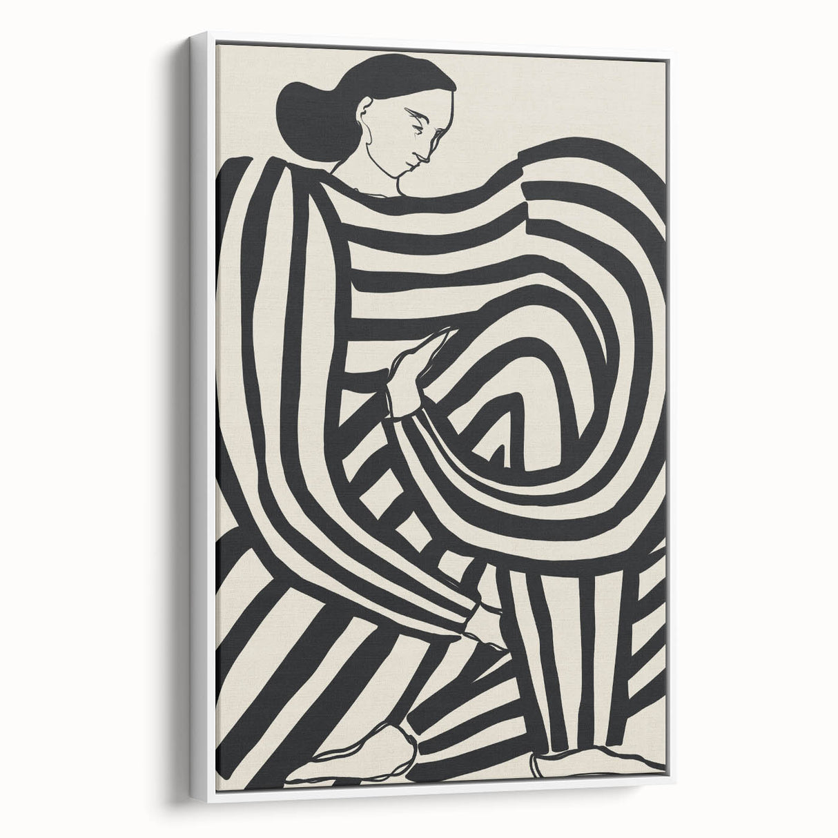Minimalist Black & White Living Room Wall Art - Abstract Canvas