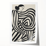 Minimalist Black & White Living Room Wall Art - Abstract Canvas