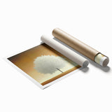 Abstract floral rolled print in vibrant colors, showcasing intricate designs and textures, elegantly packaged in a protective cardboard tube for shipping. Perfect for home decor or art enthusiasts.