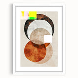 Abstract minimalist wall art framed in white, showcasing a sleek design with a mat, ideal for modern home decor. Perfect for adding sophistication to any space.