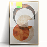 Framed acrylic wall art featuring an abstract minimalist design with gold accents. Perfect for modern home decor, enhancing elegance in any room setting.