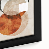 Close-up of a framed abstract minimalist wall art piece showcasing a blend of soft beige and deep navy hues, perfect for modern interior decor.