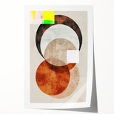 Abstract minimalist wall art print featuring soft pastel colors and geometric shapes, elegantly rolled and packaged in a protective cardboard tube for easy transport and display.