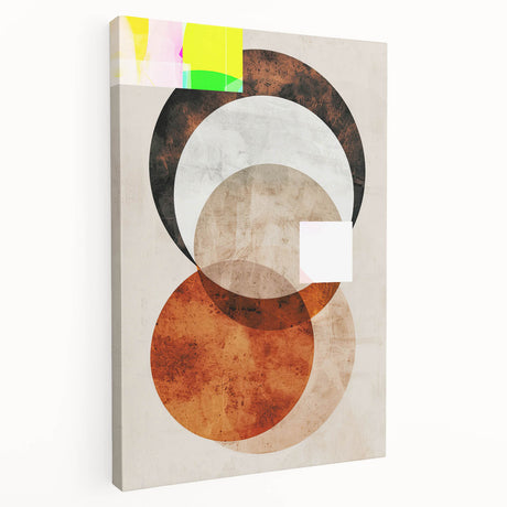 Abstract minimalist wall art design on stretched canvas, showcasing soft beige and gray tones, ideal for modern home decor or office spaces.