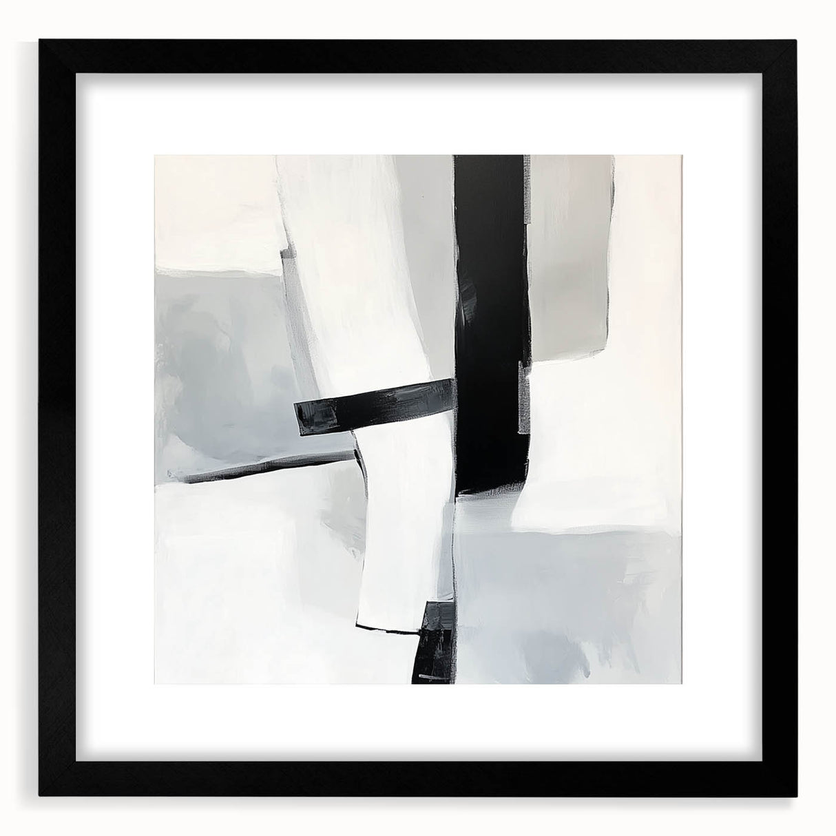 Modern Abstract Wall Art – Monochrome Balance in Black and Gray