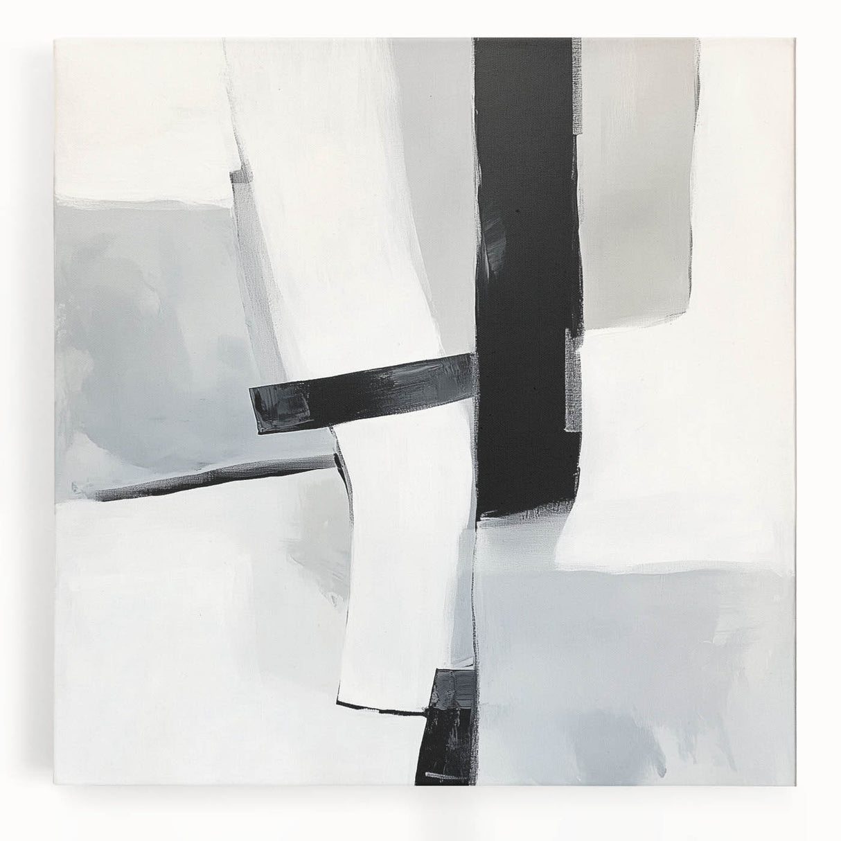 Modern Abstract Wall Art – Monochrome Balance in Black and Gray
