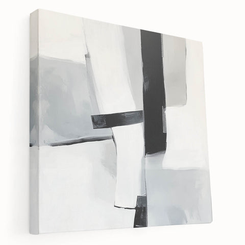 Modern Abstract Wall Art – Monochrome Balance in Black and Gray