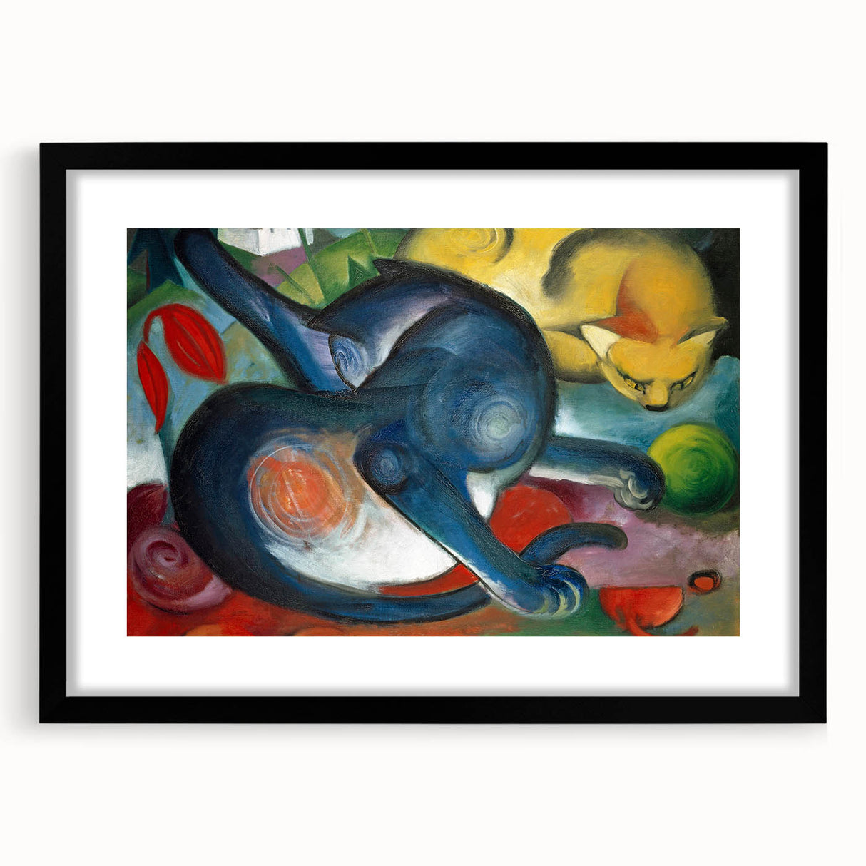 Expressionist Animal Art - Two Cats by Franz Marc | Vibrant Wall Art