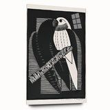 Modern Wall Art: Black & White Parakeet Illustration – Minimalist Bird Decor