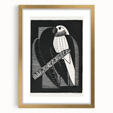 Modern Wall Art: Black & White Parakeet Illustration – Minimalist Bird Decor