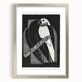 Modern Wall Art: Black & White Parakeet Illustration – Minimalist Bird Decor