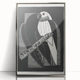 Modern Wall Art: Black & White Parakeet Illustration – Minimalist Bird Decor