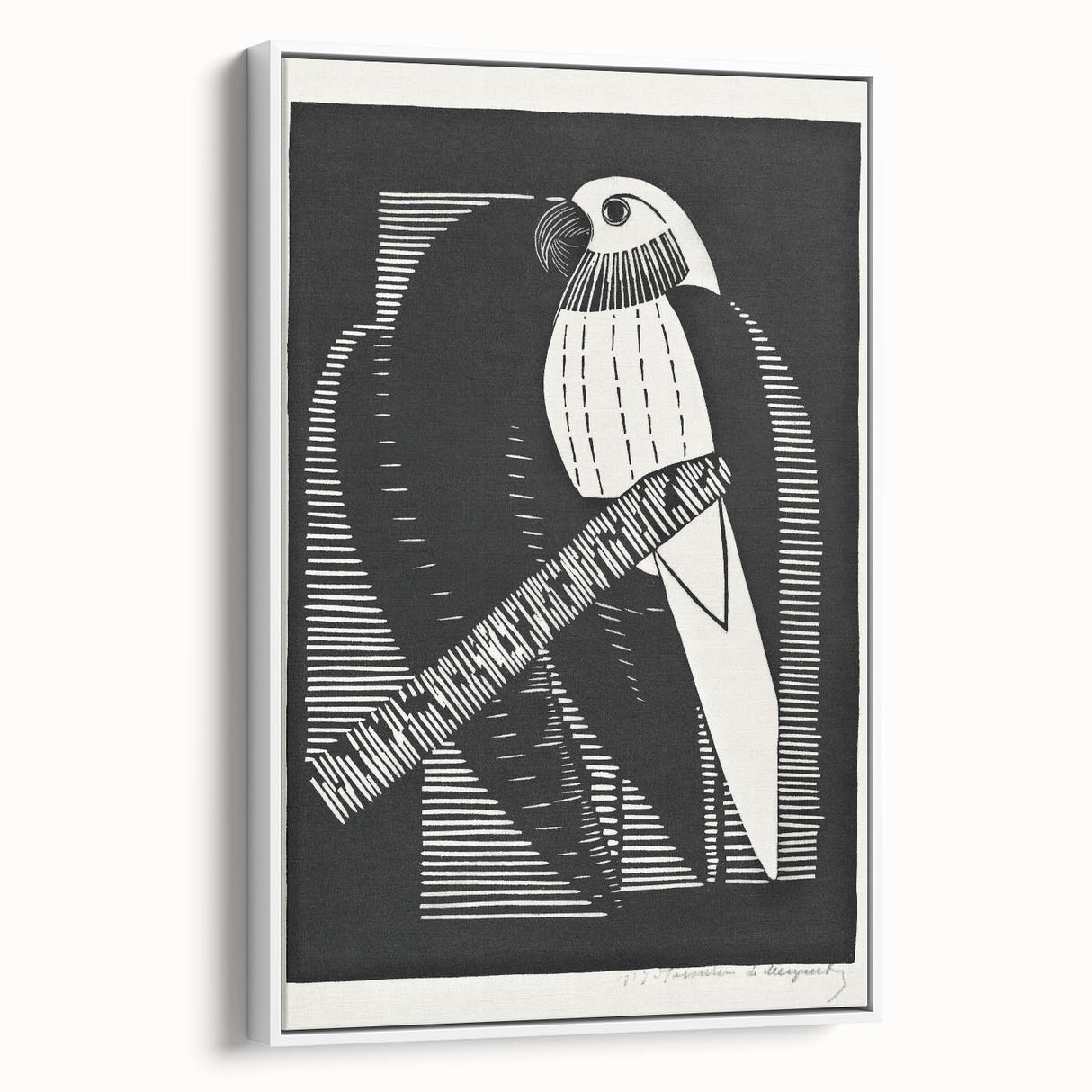 Modern Wall Art: Black & White Parakeet Illustration – Minimalist Bird Decor