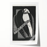 Modern Wall Art: Black & White Parakeet Illustration – Minimalist Bird Decor