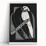 Modern Wall Art: Black & White Parakeet Illustration – Minimalist Bird Decor