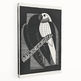 Modern Wall Art: Black & White Parakeet Illustration – Minimalist Bird Decor