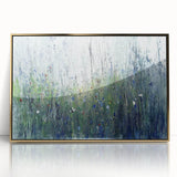 Framed acrylic artwork showcasing an abstract floral design in vibrant colors, elegantly set in a gold frame, perfect for modern home decor accents.