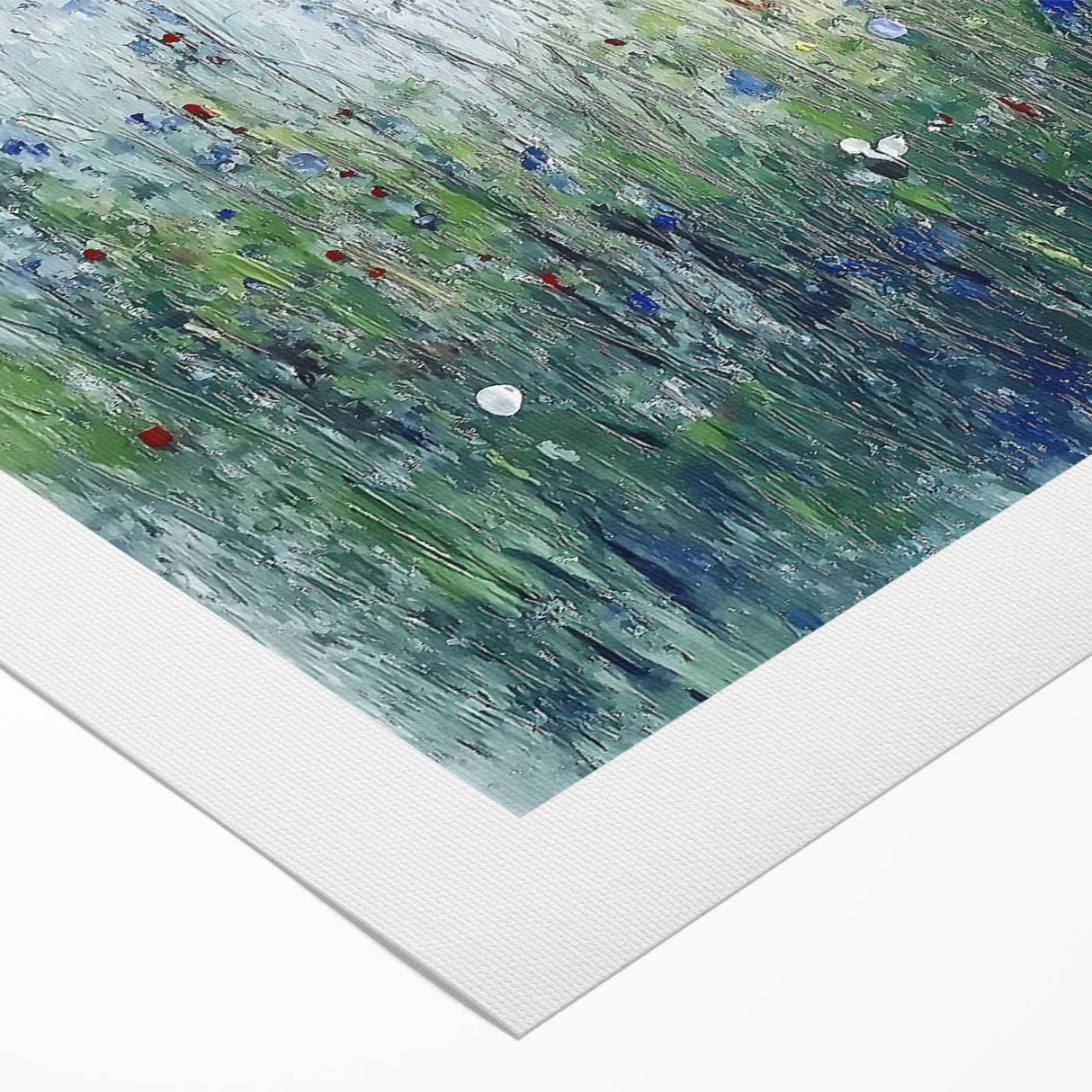 Abstract floral design on rolled canvas, showcasing vibrant colors and intricate patterns, elegantly packaged in a protective cardboard tube. Perfect for modern home decor.