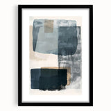 Abstract minimalist wall art framed in black, featuring a subtle geometric design, perfect for modern decor. Ideal for enhancing contemporary living spaces.