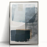Framed abstract minimalist wall art showcasing a silver acrylic design, perfect for modern decor. Ideal for enhancing living spaces and adding elegance.
