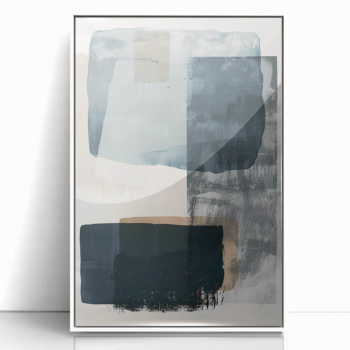 Abstract minimalist wall art framed in acrylic, showcasing a clean white design that enhances modern decor aesthetics, ideal for contemporary living spaces.
