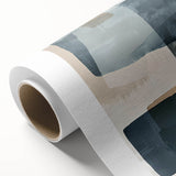 Abstract minimalist wall art design on rolled canvas featuring soft beige and gray tones, perfect for modern home decor. Packaged in a durable tube for protection.