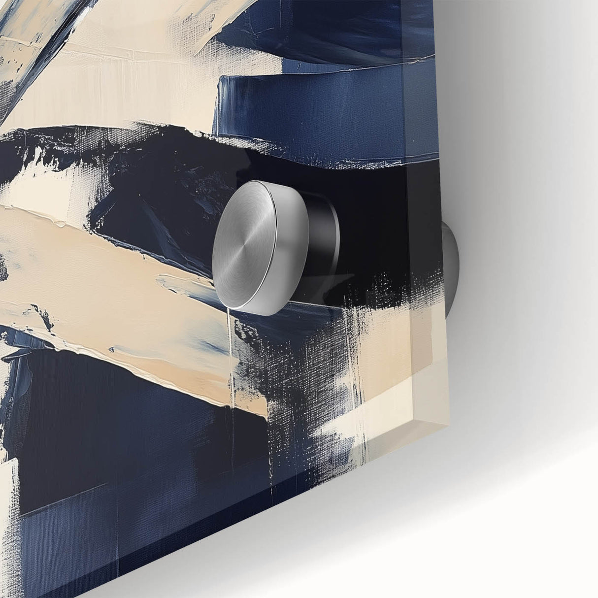 Contemporary Abstract Canvas – Navy Brushstroke Modern Wall Art