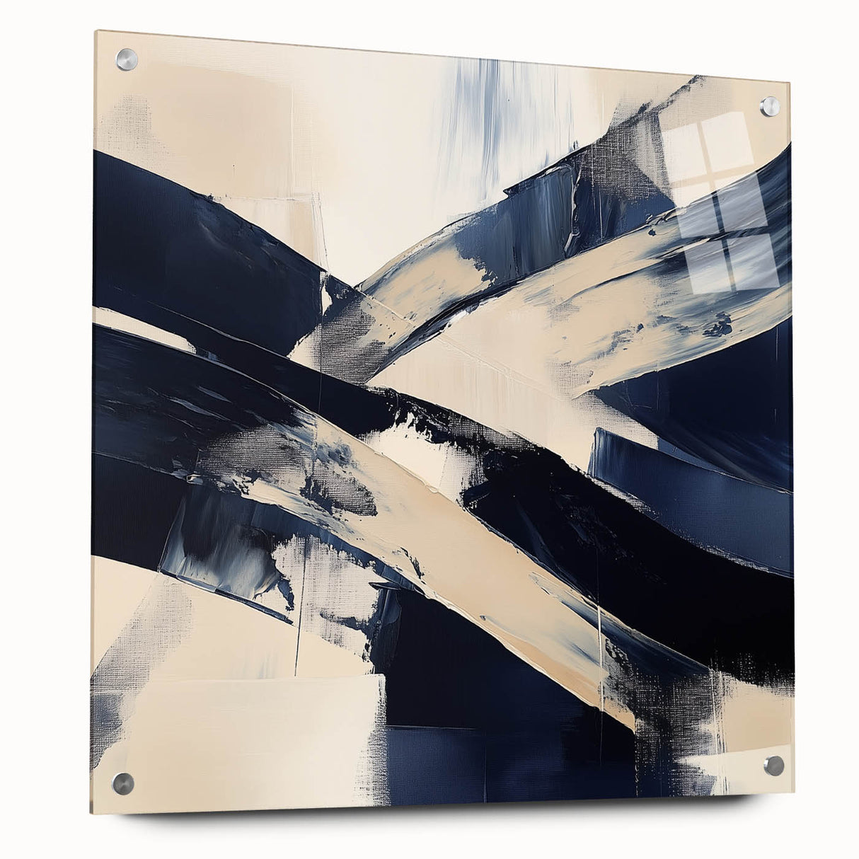 Contemporary Abstract Canvas – Navy Brushstroke Modern Wall Art