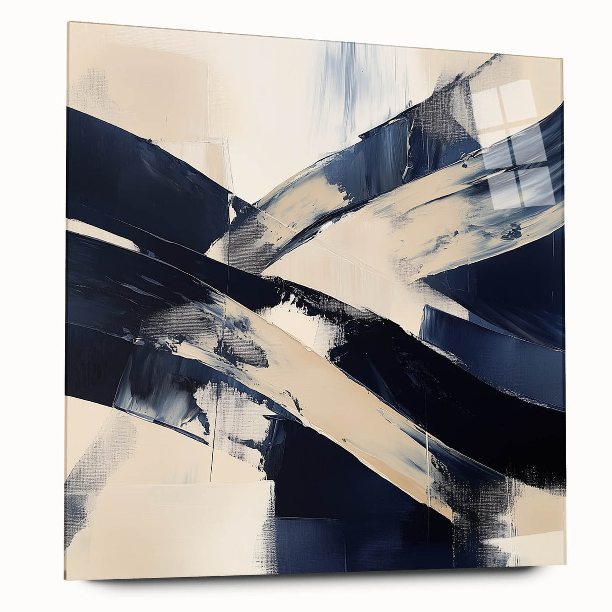 Contemporary Abstract Canvas – Navy Brushstroke Modern Wall Art
