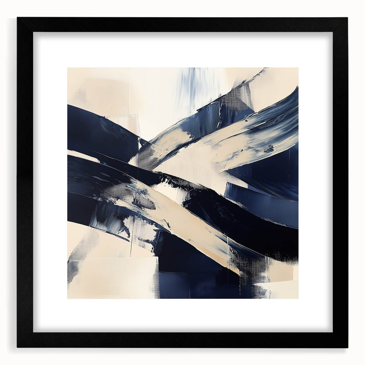 Contemporary Abstract Canvas – Navy Brushstroke Modern Wall Art