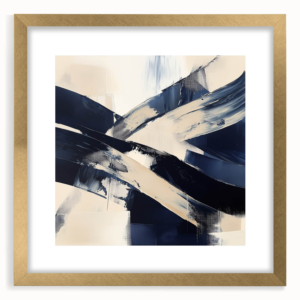 Contemporary Abstract Canvas – Navy Brushstroke Modern Wall Art