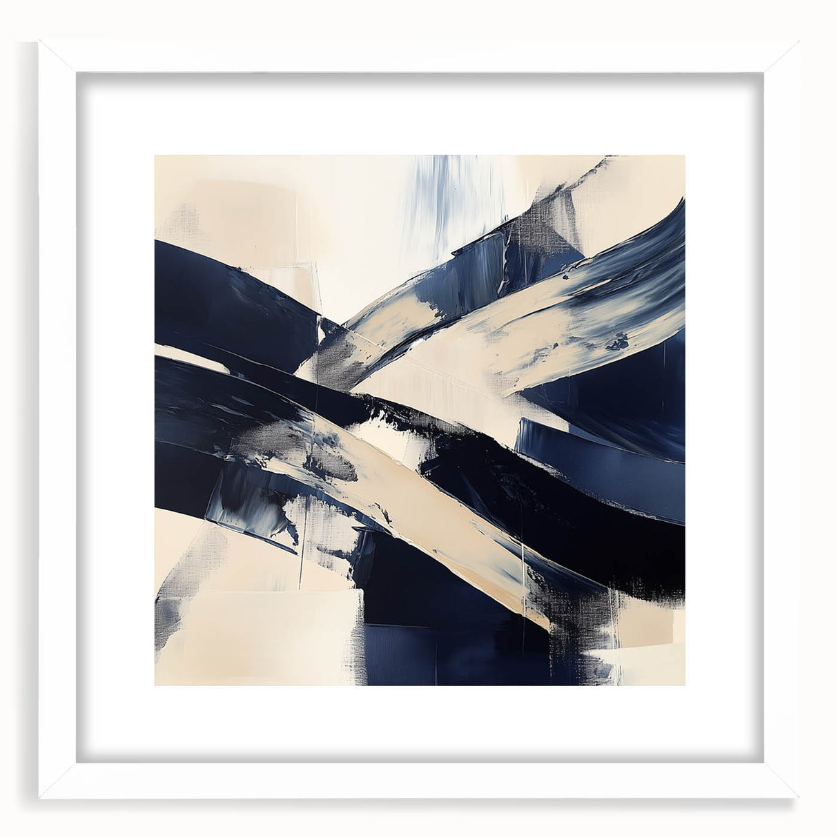 Contemporary Abstract Canvas – Navy Brushstroke Modern Wall Art