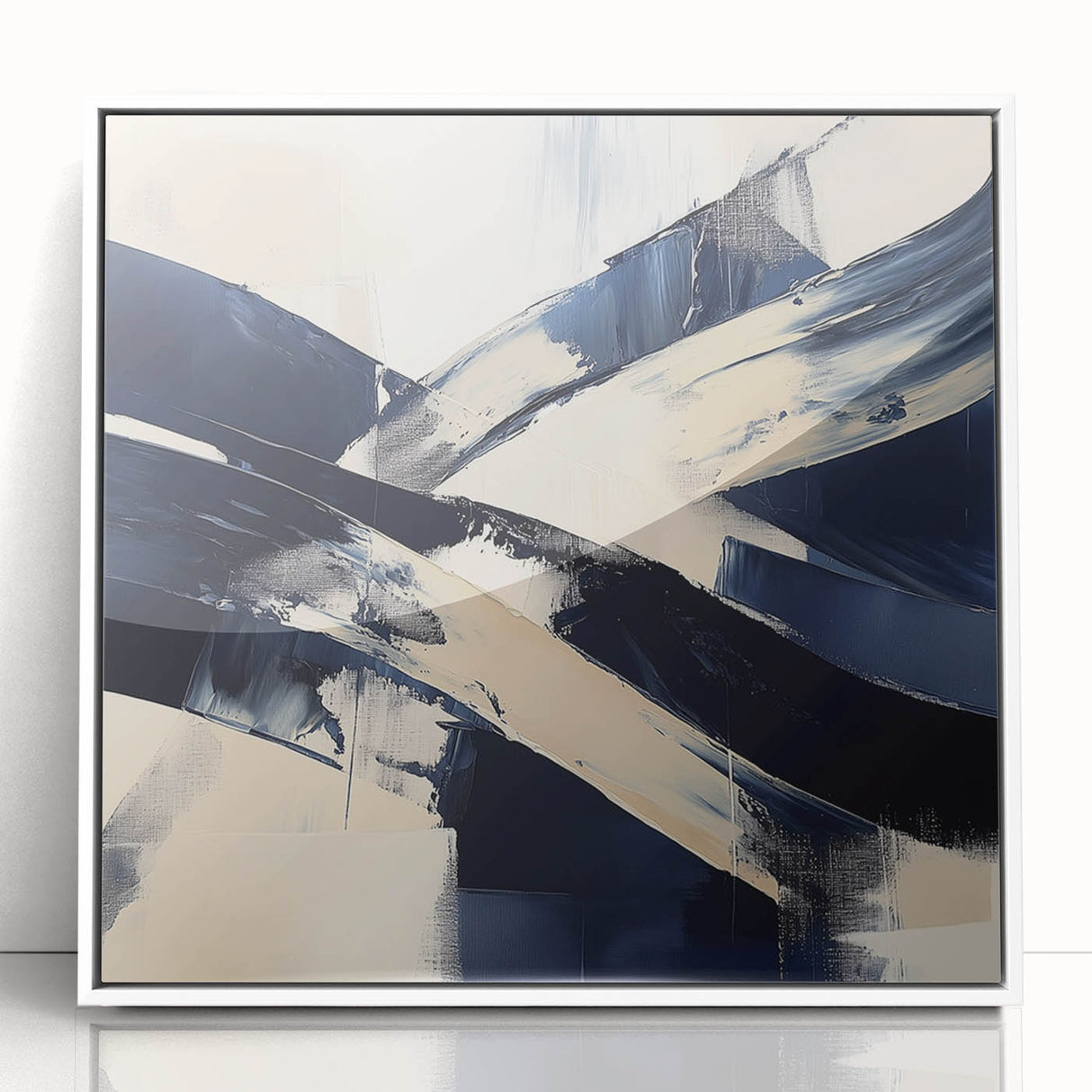 Contemporary Abstract Canvas – Navy Brushstroke Modern Wall Art