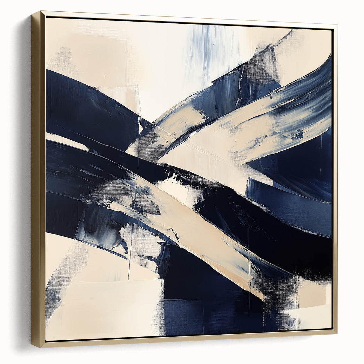 Contemporary Abstract Canvas – Navy Brushstroke Modern Wall Art