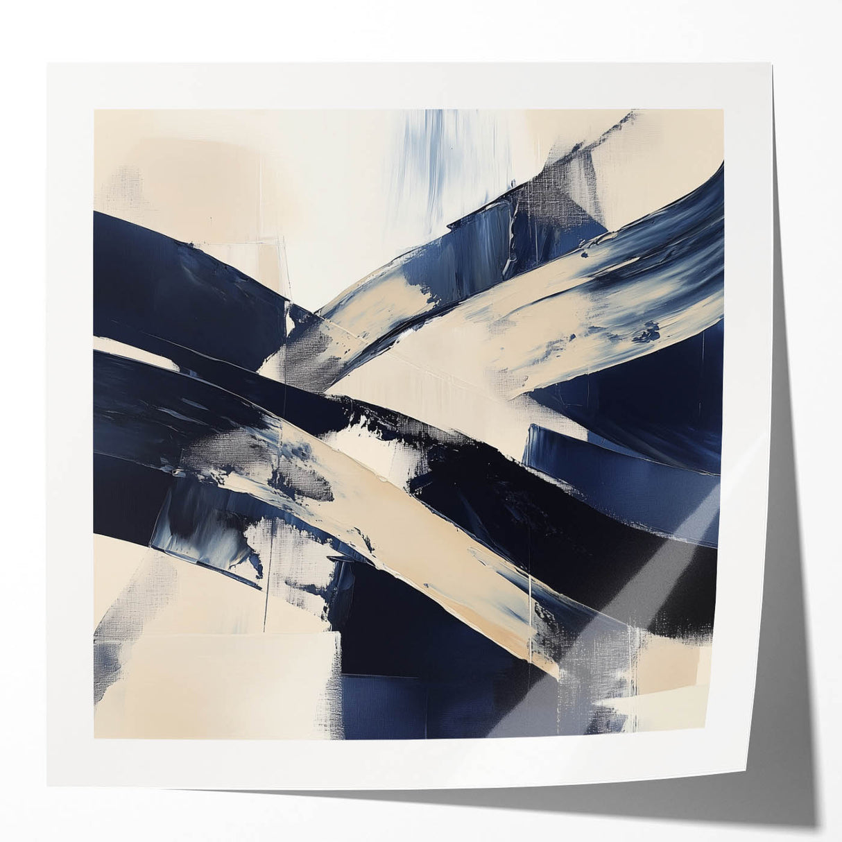 Contemporary Abstract Canvas – Navy Brushstroke Modern Wall Art