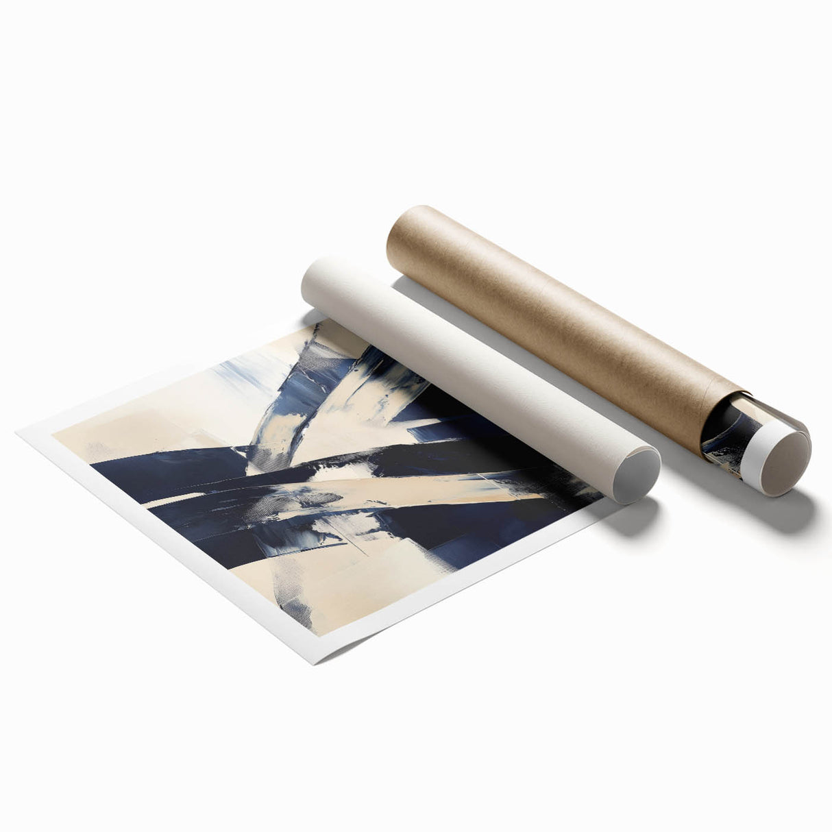 Contemporary Abstract Canvas – Navy Brushstroke Modern Wall Art